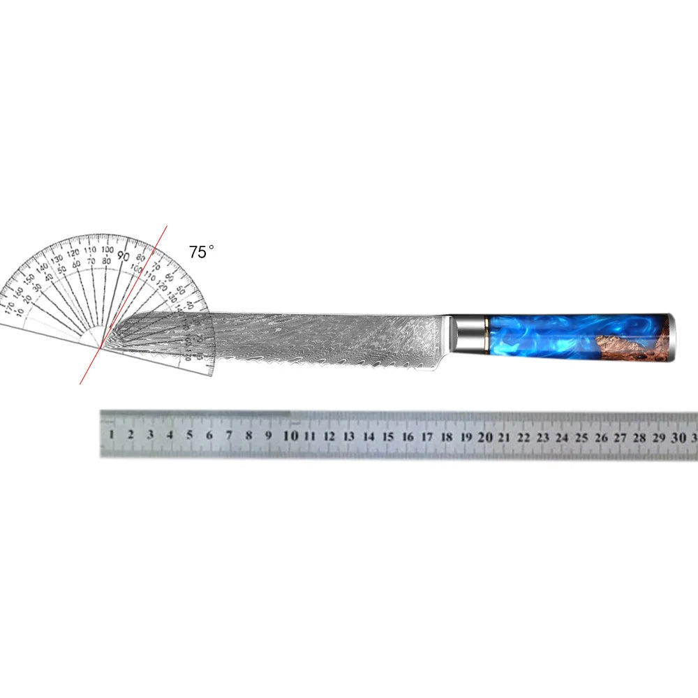 Tesoro Damascato Azzurro - Cuchillo Panero de 17,8 cm de acero damasco VG10 - 67 capas