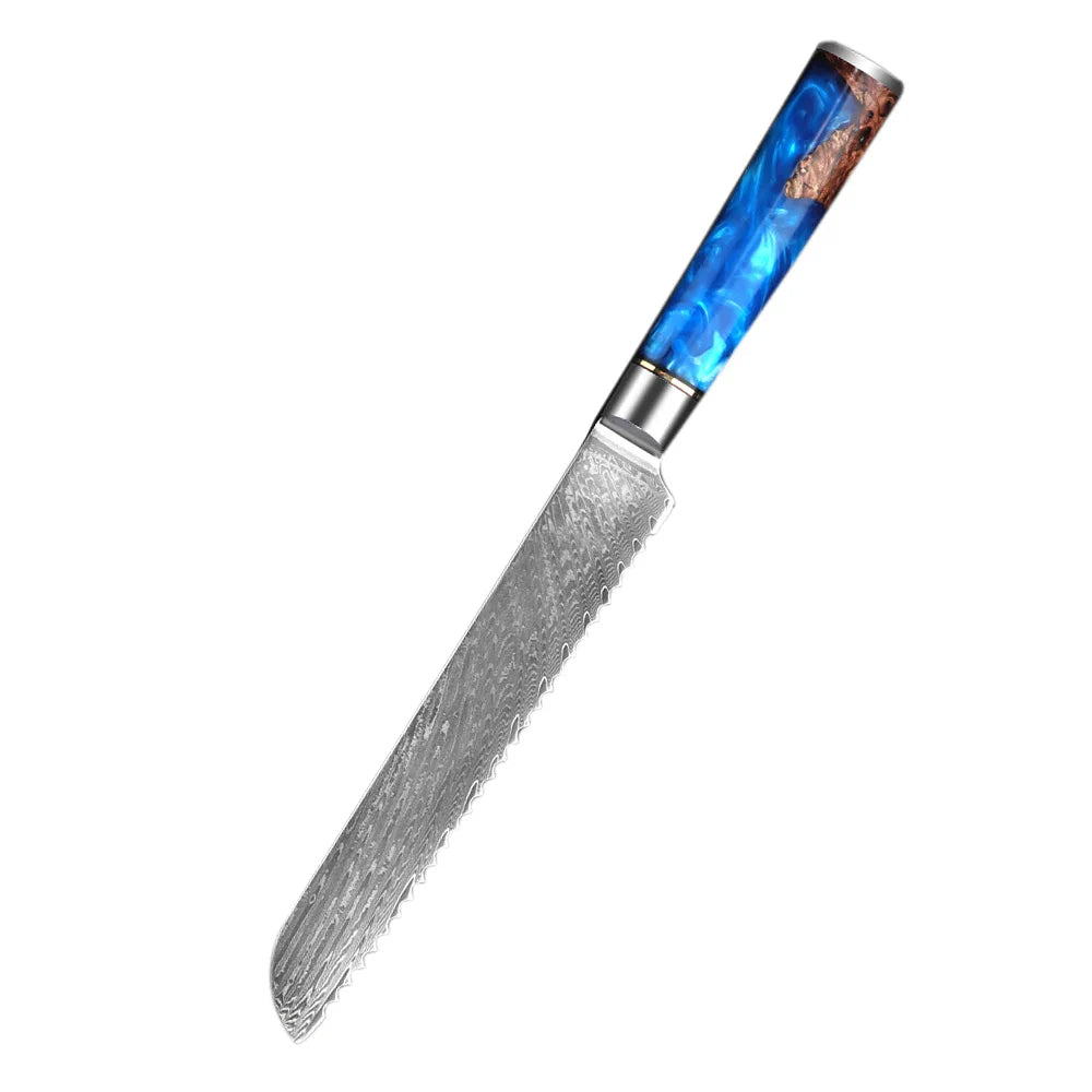 Tesoro Damascato Azzurro - Cuchillo Panero de 17,8 cm de acero damasco VG10 - 67 capas