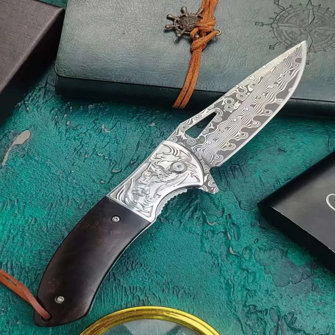 Navaja Lobo Plegable Damasco